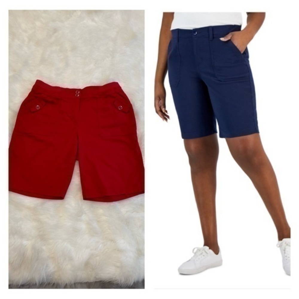 Karen Scott midrise red shorts